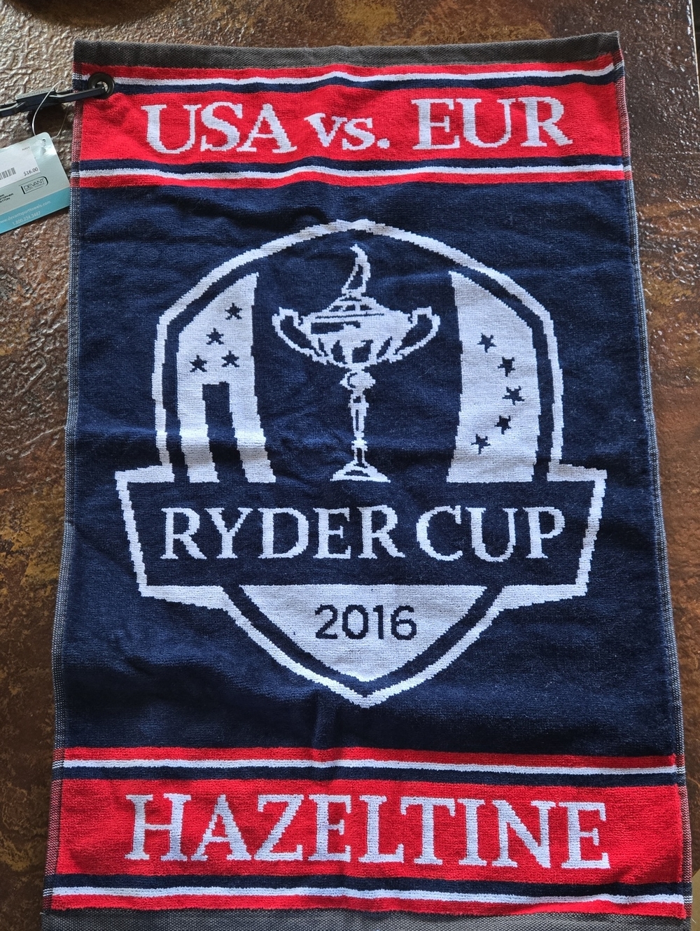 Hazeltine Red & Navy Ryder Cup 2016 USA vs. EUR Golf Hand Towel NWT